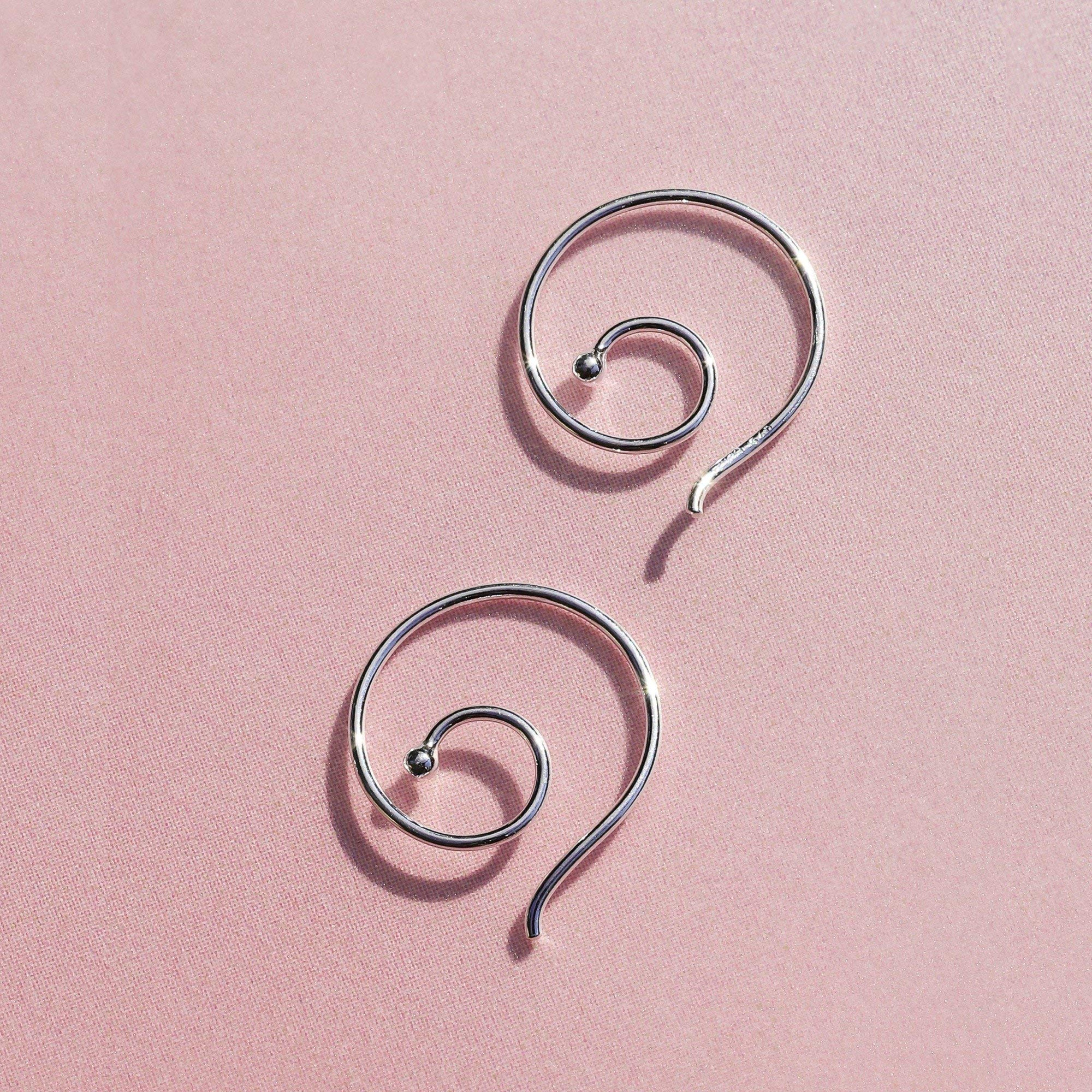 Boma Jewelry Sterling Silver Spiral Pull Through Hoop Earrings (5/8 Inch)