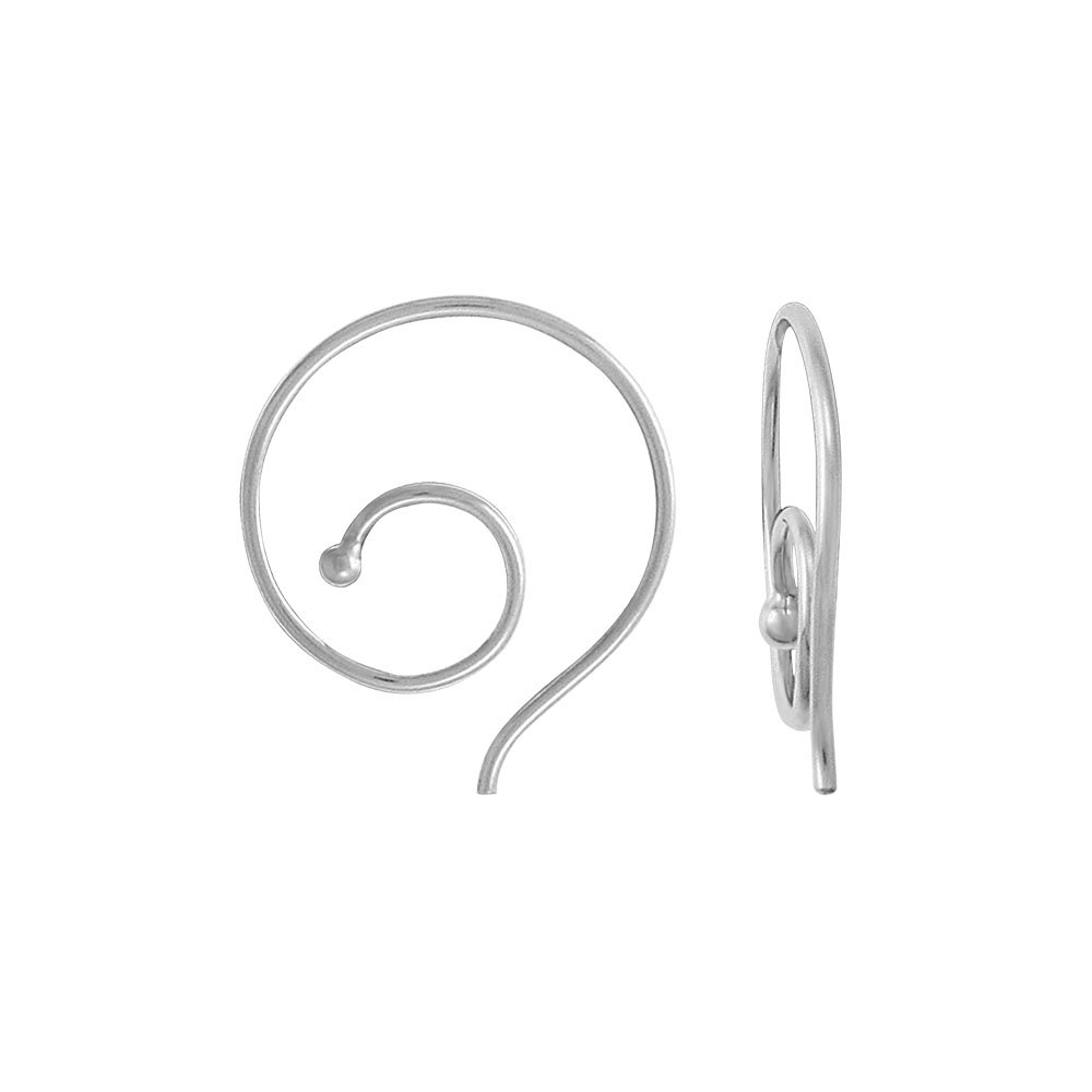 Boma Jewelry Sterling Silver Spiral Pull Through Hoop Earrings (5/8 Inch)