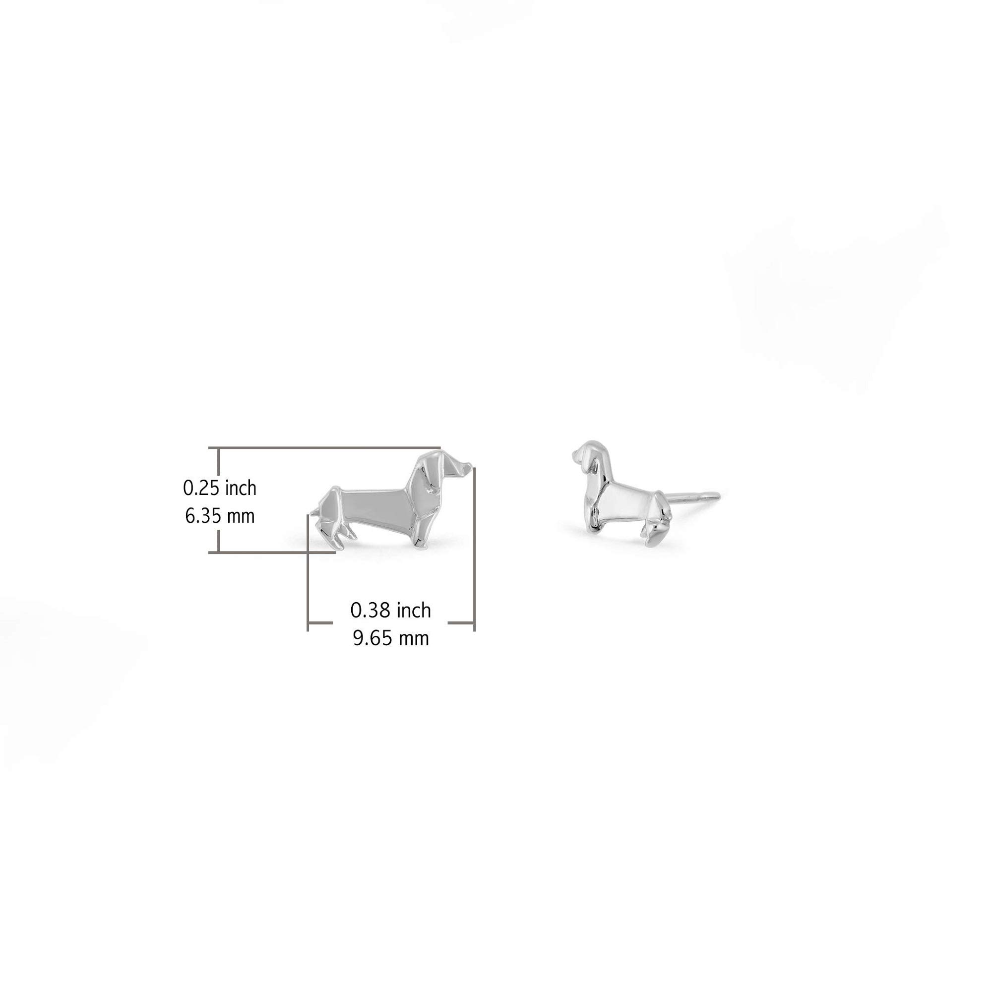 Boma Jewelry Sterling Silver Origami Dachshund Wiener Dog Stud Earrings