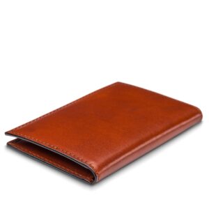 Bosca Men's Leather Card Holder Wallet – Italian Full Grain Vegetable Tanned Credit Card Case – 6 Card Slots, 2 Receipt Wells – Classic Glossy Finish – Gift-Ready Packaging - Amber Brown