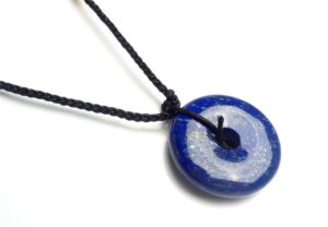 genuine deep blue natural lapis lazuli gemstone crystal necklace pendant 30×7mm