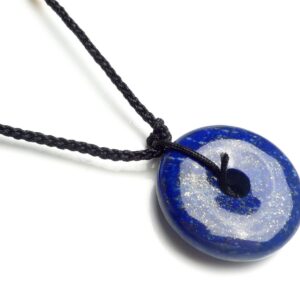 Genuine Deep Blue Natural Lapis Lazuli Gemstone Crystal Necklace Pendant 30×7mm