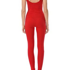 JJJ Women Catsuit Cotton Spaghetti Strapped Yoga Bodysuit Jumpsuit S-Plus (3X Plus, Red)