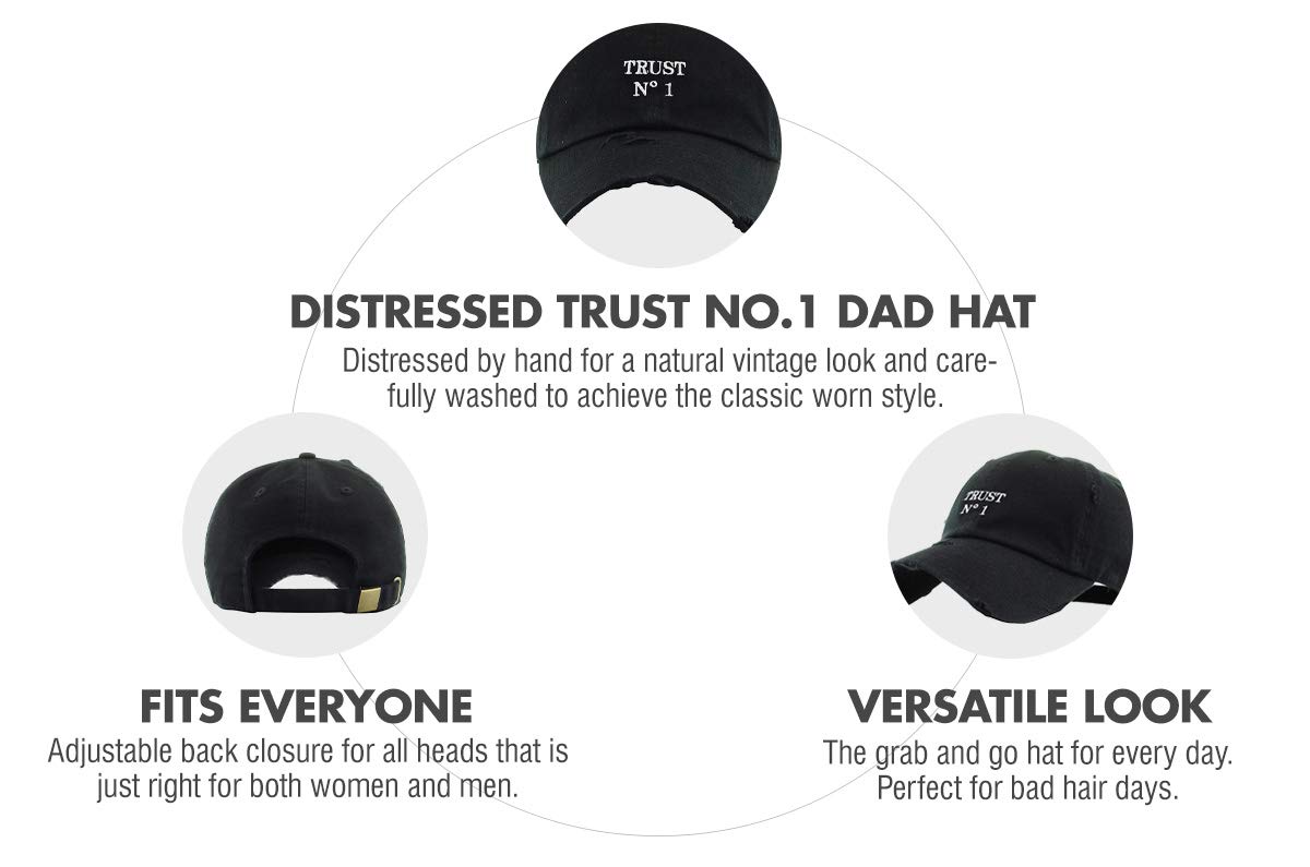 KBSV-055 BLK Trust No One Baseball Cap Dad Hat Adjustable Cotton Vintage