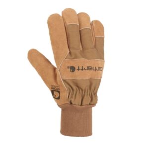 carhartt mens wb suede leather waterproof breathable work cold weather gloves, brown, large us