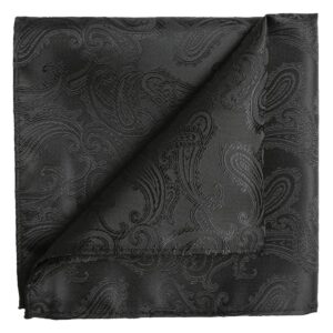 KissTies Extra Long Tie Set: Black Paisley Necktie + Hanky + Gift Box (63'' XL)