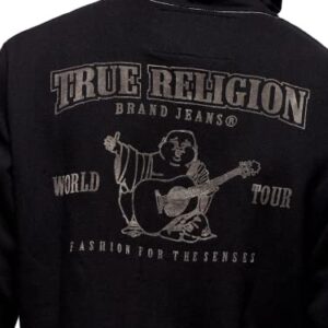 True Religion Men's Buddha Logo Zip Hoodie Sweatshirt, Black, L