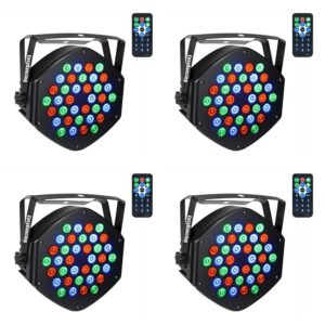 Stage Lighting, 36x1W LED Par Light RGB 7 Channel with Remote for DJ KTV Disco Party (4pcs)