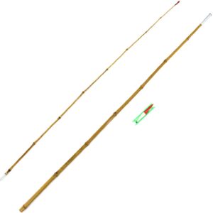 BambooMN 6.5 Ft Natural Bamboo Vintage Cane Fishing Pole with Bobber, Hook, Line and Sinker, 2 Piece Contruction, 1 Set