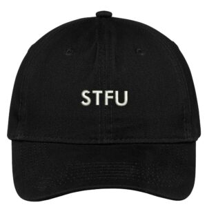 trendy apparel shop stfu embroidered soft crown 100% brushed cotton cap - black