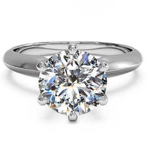 espere 3 Ct CZ Solitaire Engagement Ring Sterling Silver White Gold Plated Size 6