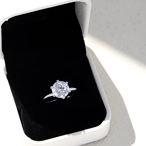 espere 3 Ct CZ Solitaire Engagement Ring Sterling Silver White Gold Plated Size 6