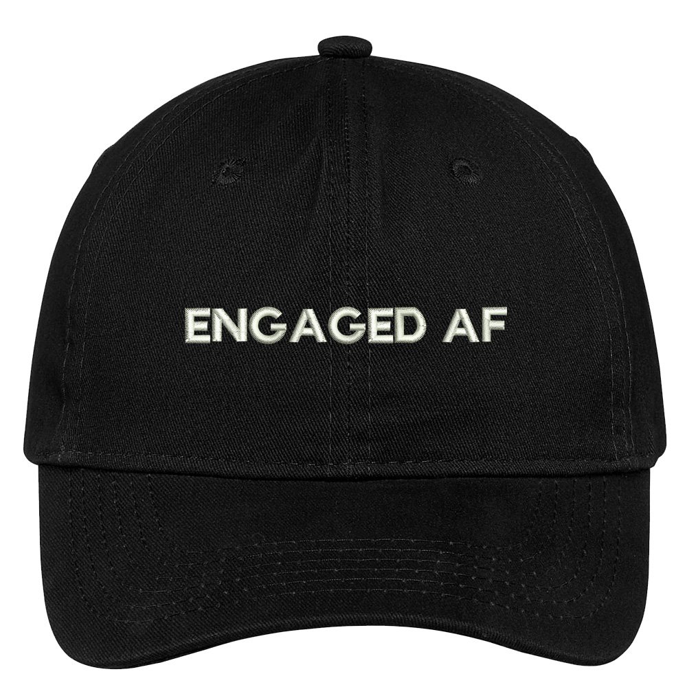 Trendy Apparel Shop Engaged Af Embroidered Soft Crown 100% Brushed Cotton Cap - Black