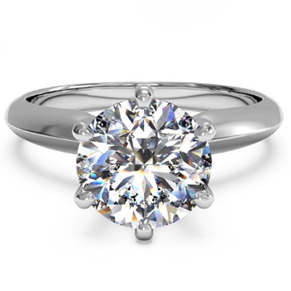 espere 3 Ct CZ Solitaire Engagement Ring Sterling Silver White Gold Plated Size 5