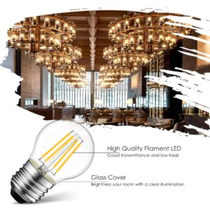 LVWIT G14 LED Filament Globe Bulb 4.5W(60W Equivalent), Dimmable 2700K Warm White E26 Screw Base, Decorative Edison Light Bulb, UL-Listed(6-Pack)