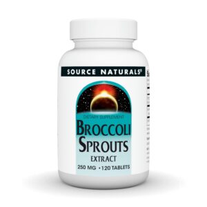 Source Naturals Broccoli Sprouts Extract, Containing Up to 50 Times The Concentration of Isothiocyanates as Mature Broccoli, 250 mg - 120 Tablets