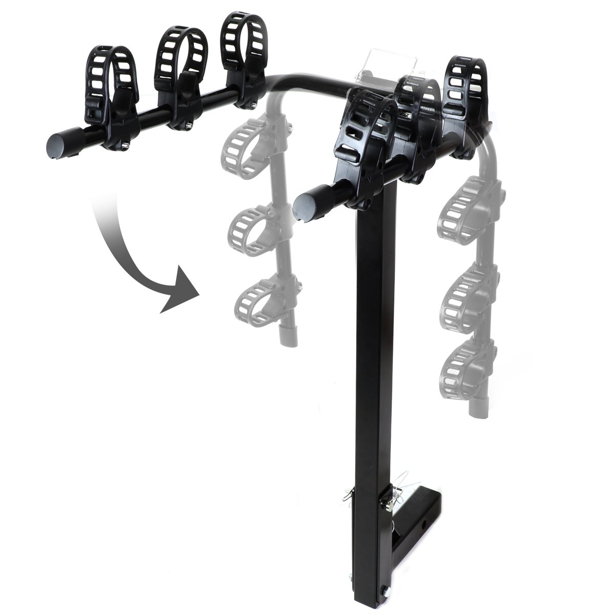 Auto Dynasty 2 Inches Hitch Fold-Up Mount Rear Trailer Bicycle/Bike Rack Carrier Storage (Powdered Coated Black)