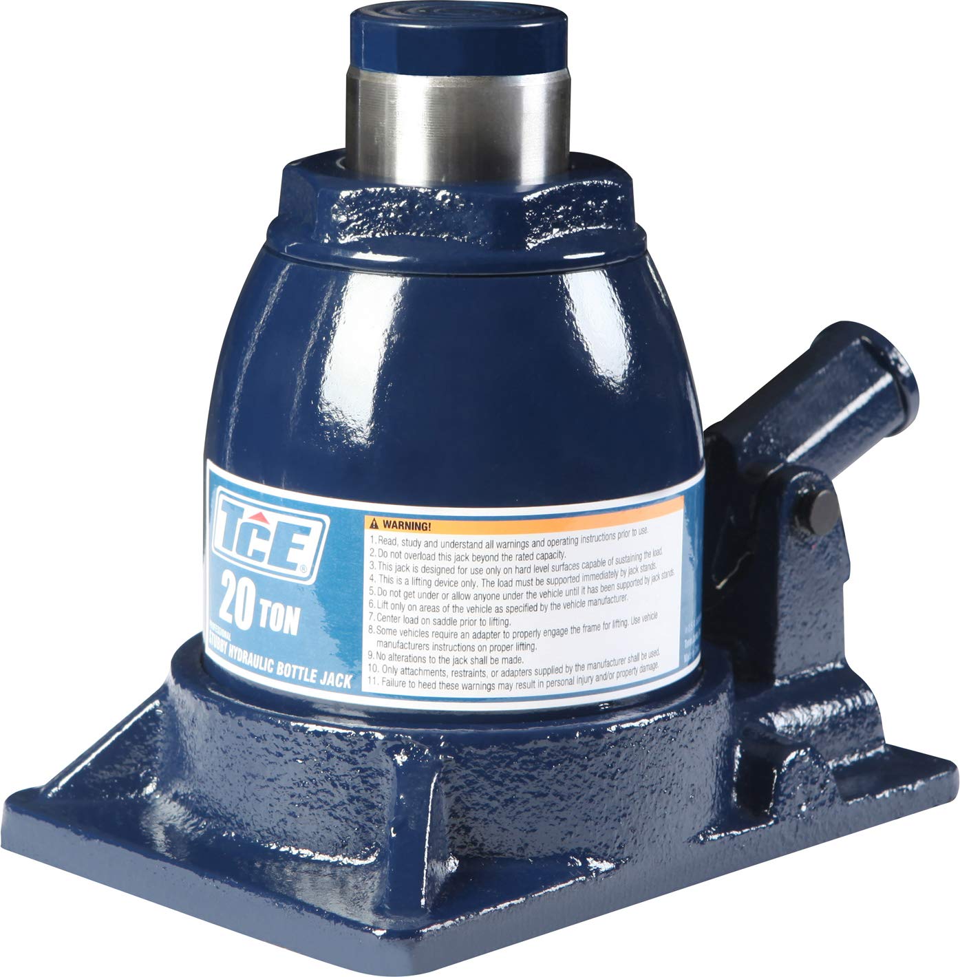 TCE TCE92008 Torin Hydraulic Stubby Low Profile Welded Bottle Jack, 20 Ton (40,000 lb) Capacity, Blue