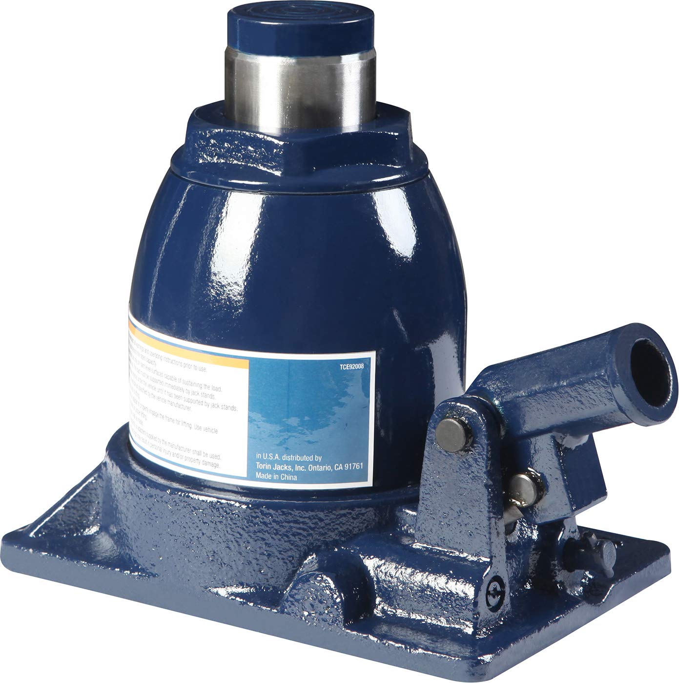 TCE TCE92008 Torin Hydraulic Stubby Low Profile Welded Bottle Jack, 20 Ton (40,000 lb) Capacity, Blue