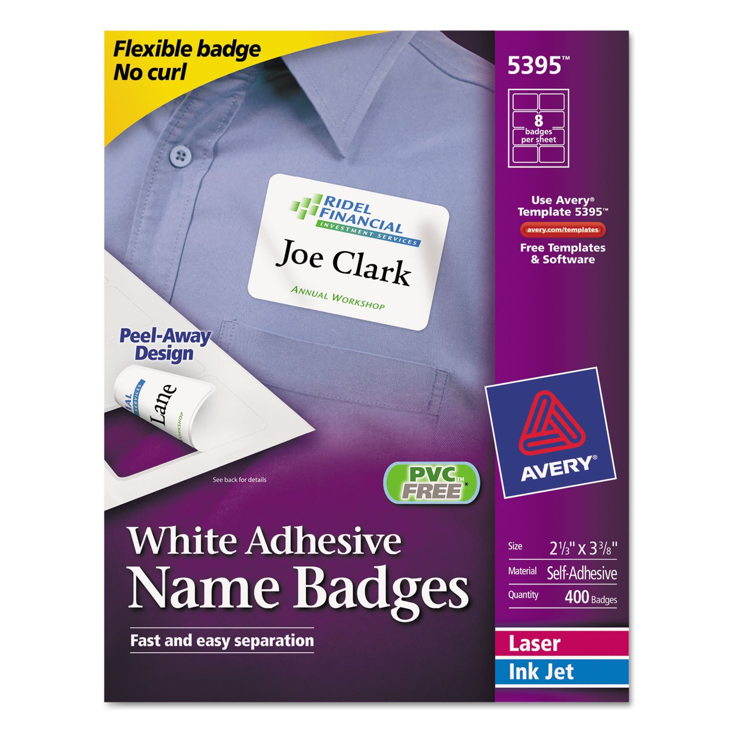 White Adhesive Name Badges - 5395