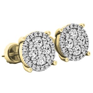 Dazzlingrock Collection 0.40 Carat (ctw) Round White Diamond Cluster Flower Stud Earrings for Her (Color I-J, Clarity I1-I2) in 14K Yellow Gold in Screw Back