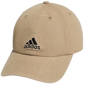 adidas men's ultimate 2.0 relaxed adjustable cotton cap, washed khaki/black, one size