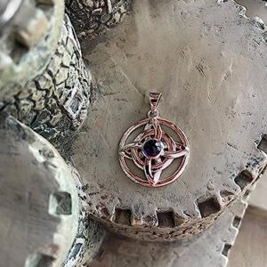 Jewelry Trends Sterling Silver Celtic Quaternary Knot Pendant with Purple Amethyst