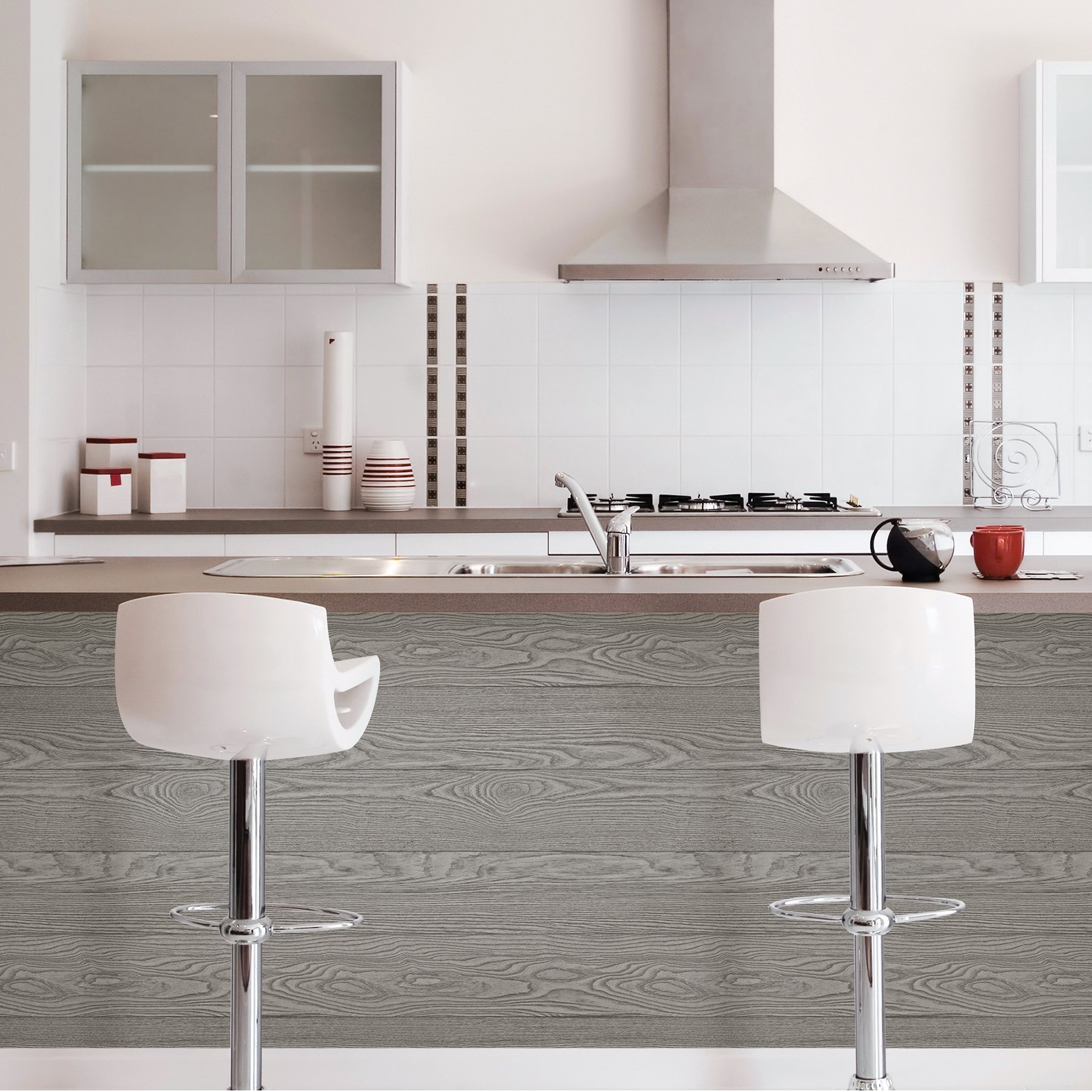 NuWallpaper NU2240 Salvaged Wood Peel & Stick Wallpaper, Grey