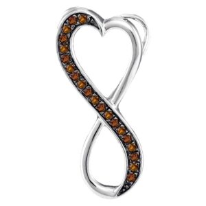 infinity brandy diamonds 10k white gold chocolate brown diamond heart necklace pendant 1/10 ctw.