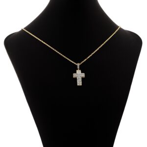 LoveBling 10K Yellow Gold 0.35 Carats (ctw) Diamond Cross Pendant (1.33" x 0.70")