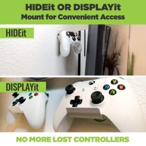 HIDEit Mounts Uni-C Controller Wall Mount (2-Pack White), American Company - Mount for Video Game Controllers, Compatible with Playstation, Xbox, NVIDIA, Nintendo Switch Controllers and More