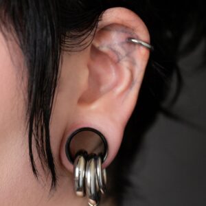 Pierced Owl Black Double Flared Tunnel Plugs in 316L Surgical Steel with Titanium IP, Sold as a Pair (25mm (1"))