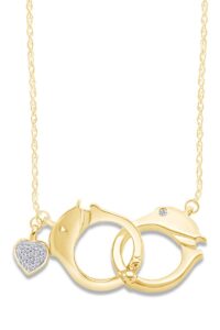 affy white natural diamond accents hand cuff pendant necklace in 14k yellow gold over sterling silver