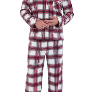 PajamaGram Pajamas for Men Fleece - Plaid Mens Christmas Pajamas, Red, L