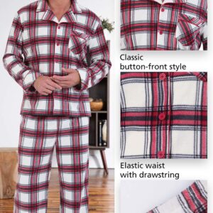 PajamaGram Pajamas for Men Fleece - Plaid Mens Christmas Pajamas, Red, L