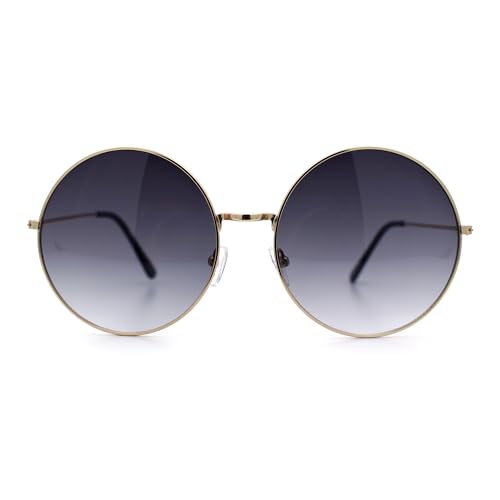 Classic Oversize Joplin Style Hippie Round Circle Lens Sunglasses Gold Smoke