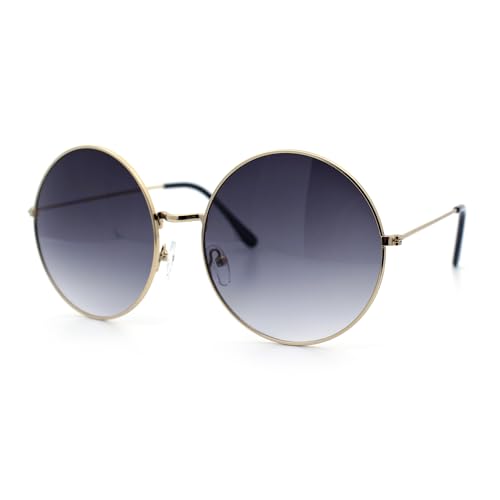 Classic Oversize Joplin Style Hippie Round Circle Lens Sunglasses Gold Smoke