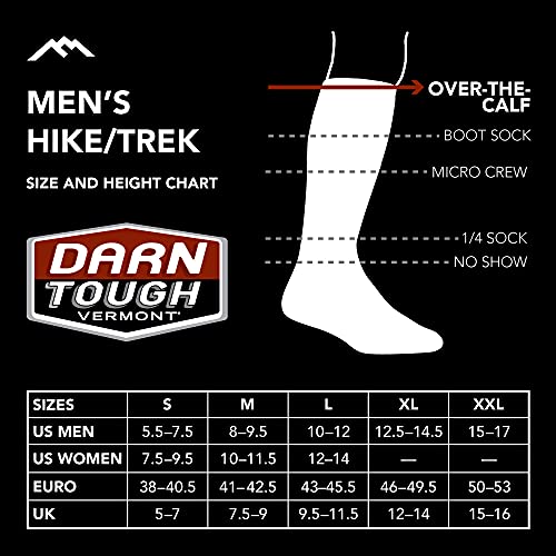 DARN TOUGH (Style 1955) Men's Mountaineering Hike/Trek Sock - Smoke, XXL