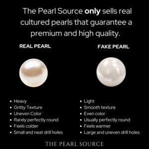 The Pearl Source Real Pearl Necklace for Women with AAA+ Quality Round White Freshwater Genuine Cultured Pearls | 18-inch Pearl Strand with 14K Gold Plated Sterling Silver Clasp