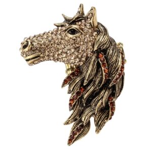 szxc jewelry women's crystal big horse brooch pendant necklace