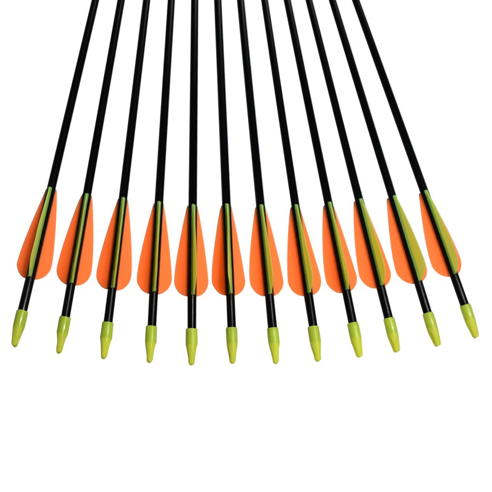 NIKA ARCHERY Fiberglass Arrows for Youth Practise Recurvebow Compound Bow Shooting 12X 26 inch