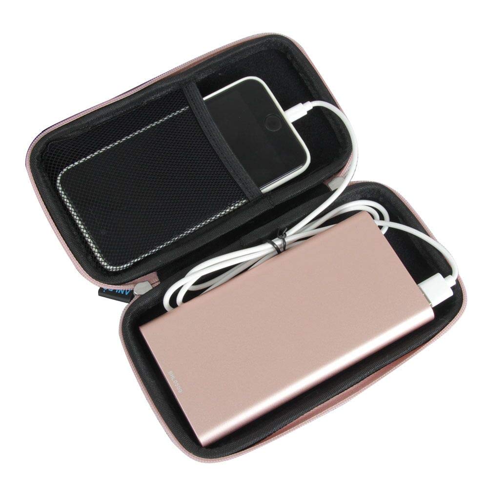 Anleo Hard EVA Travel Case for POWERADD Pilot 4GS 12000mAh / Uni-Yeap 11000mAh External Battery Charger Power Bank Color: Rose Gold