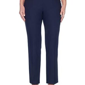 Alfred Dunner Womens Classic Allure Fit Proportioned Pant with Elastic Comfort Waistband, Navy, Size 20