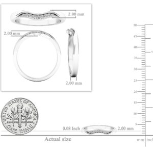 Dazzlingrock Collection 0.05 Carat (ctw) 10K Round Diamond Ladies Anniversary Wedding Band Guard Ring, White Gold, Size 6