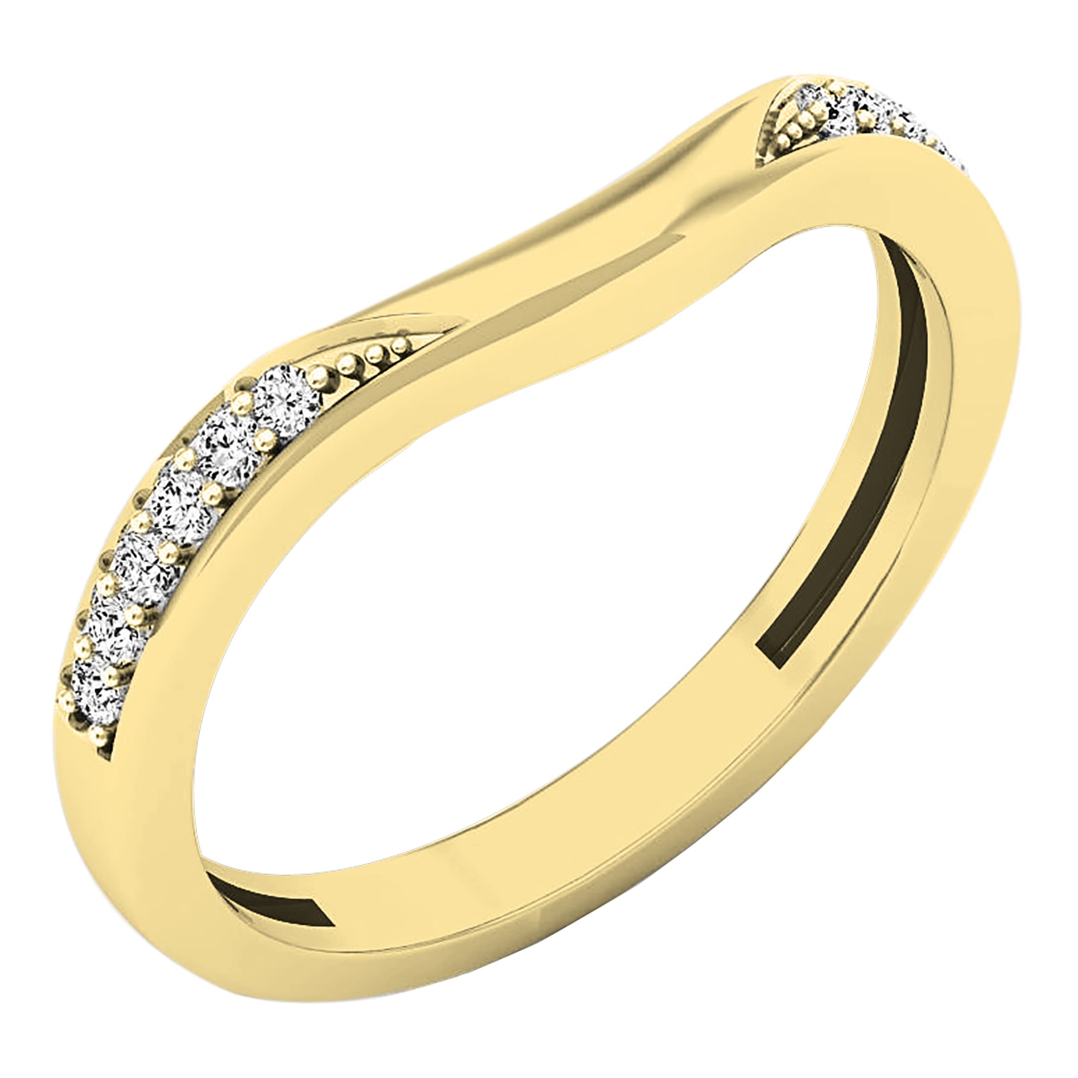 Dazzlingrock Collection 0.10 Carat (ctw) 14K Round Diamond Ladies Wedding Band Guard Ring 1/10 CT, Yellow Gold, Size 7.5