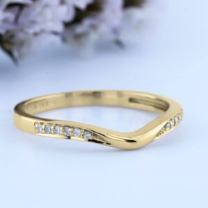 Dazzlingrock Collection 0.10 Carat (ctw) 14K Round Diamond Ladies Wedding Band Guard Ring 1/10 CT, Yellow Gold, Size 7.5