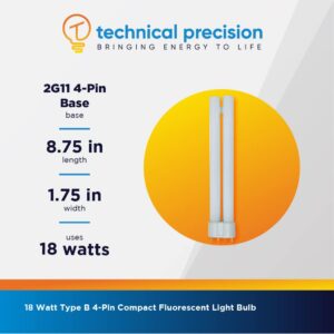 Technical Precision Replacement 18w Bulb Type B û 18 Watt Light Bulb û 4 Pin Bulb for True Color Light & Floor Lamp