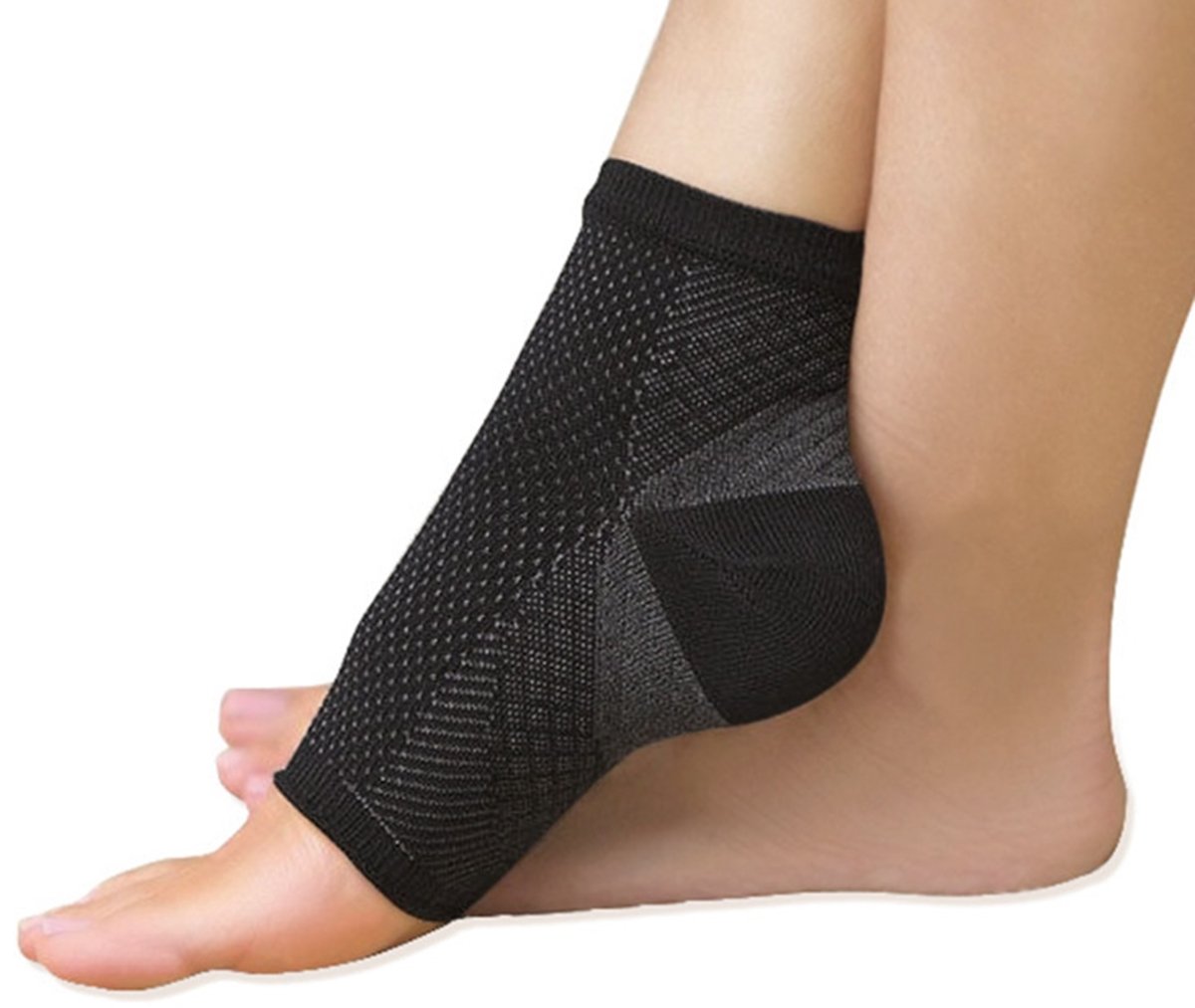 BcurbSox Ankle Sleeve Plantar Fasciitis for Men Women Foot Heel Arch Support Ankle Compression Socks Reduce Swelling Joint Pain Injury Recovery Achilles Tendon (Black - 1 Pair, Small/Medium)