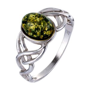 holidaygiftshops sterling silver and baltic green amber adult ring celtic knots- size 6