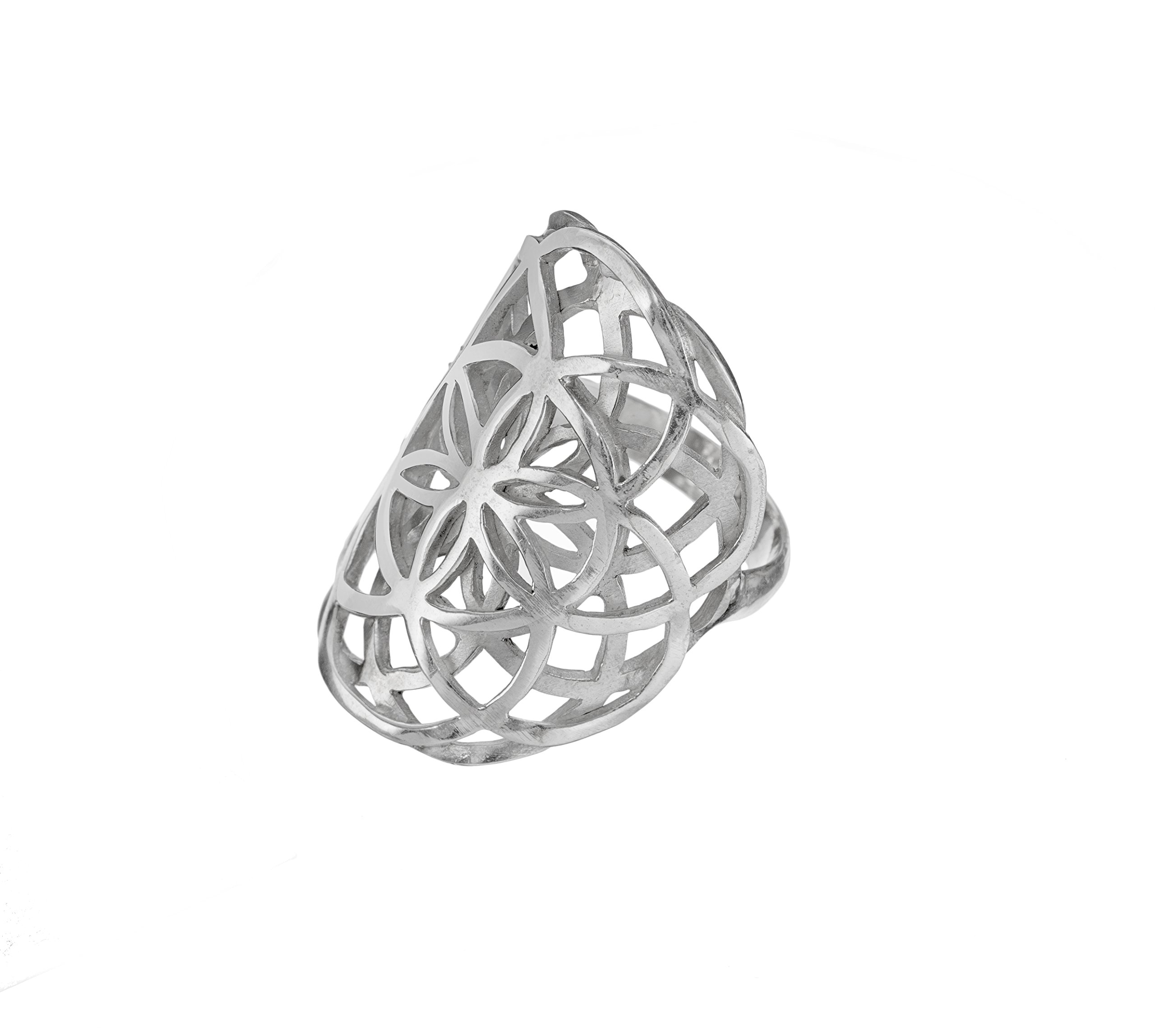 Dabble Big Seed of Life Ring Sterling Silver 925 Sizes Us 7 8 9 Sacred Geometry Flower of Life Yoga jewelry (9) (7)